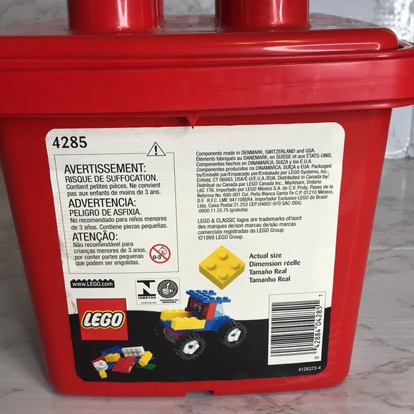Lego Toys Vintage Lego 999 Classic 4285 Plastic Red Bucket Tote